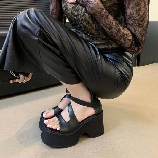 Dark Gothic Platform Chunky Sandal