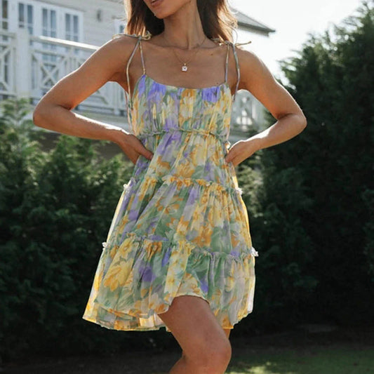 Sexy Chiffon Ruffle Floral Sshoppender Sundress