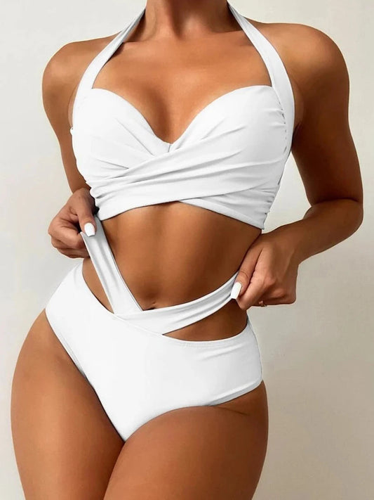 Tie Dye Lace Up Back Halter Two Piece Set