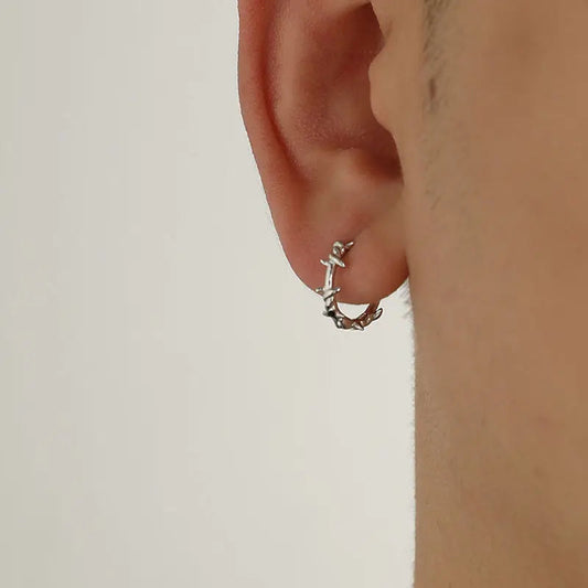 Shiny Thorns Circle Five-Pointed Star Earring