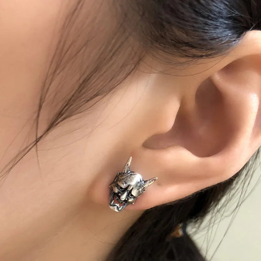 Dark Skull Stainless Steel C Shape Earring