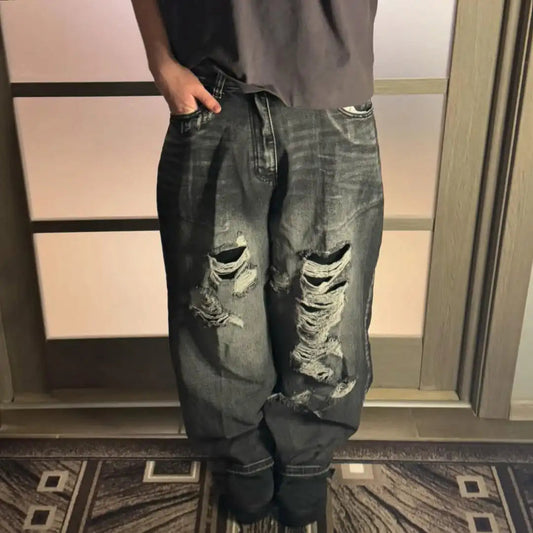 Vintage Gothic High-Waisted Torn Troshoper