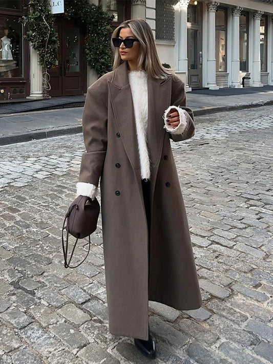 Solid Woolen Lapel Full Sleeve Overcoat
