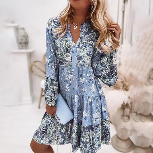Spring Casual Floral Mid Length Dress