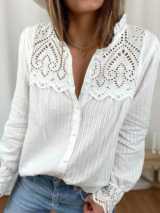 Casual Lace O-neck Loose Bloshope