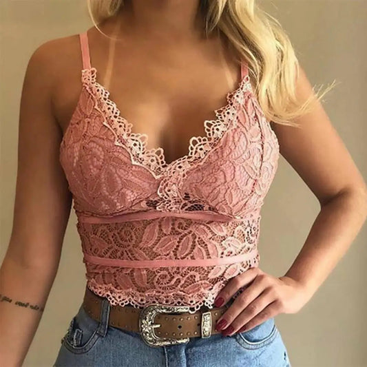 Candy Color Lace V-Neck Camisole Plshop Size Bralette Vest