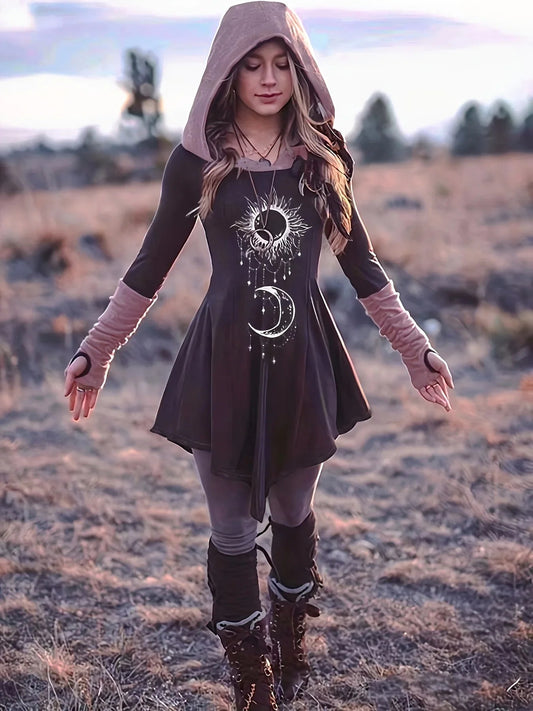 Bright Celestial Hooded Tiny Dress