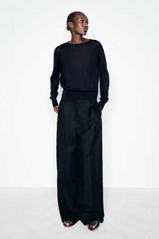 Color Contrasting Bow Bat Sleeve Cardigan