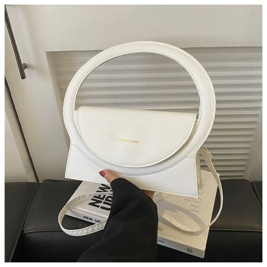 Top Brand Round Handle Luxury Leather Crossbody Handbag