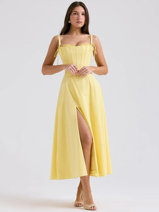 Elegant Waist Wrap A-line Vacation Dress
