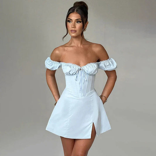Waist Wrap A-line Off Shoulder Vacation Dress