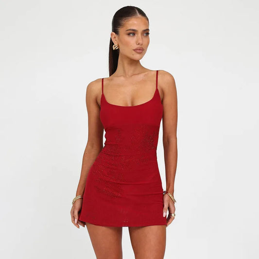 Hot Diamond Backless Vacation Dress