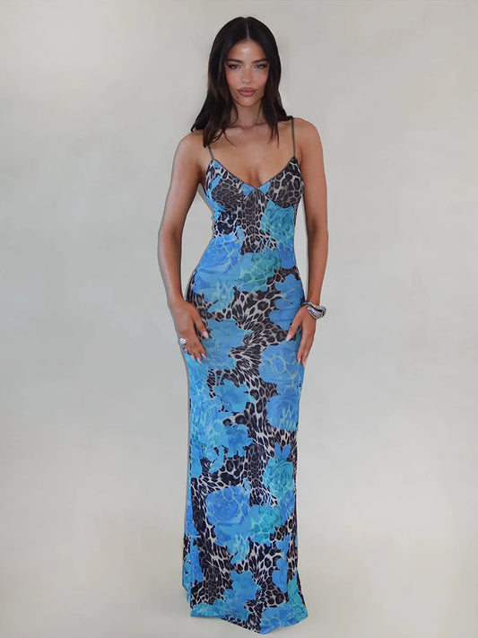Print Slim Bodycon Maxi Vacation Dress