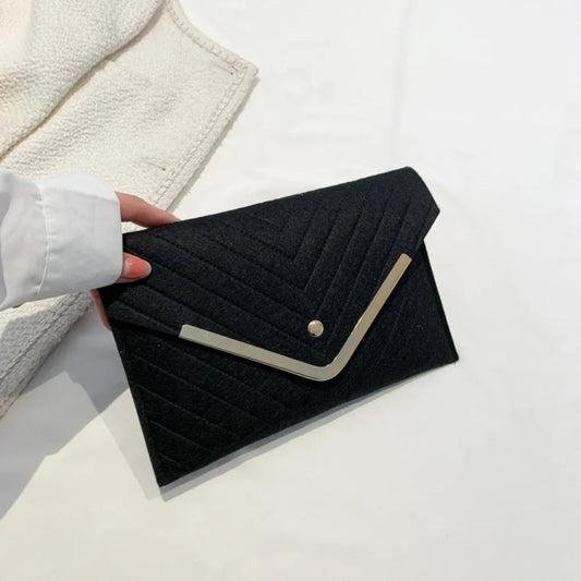 Trendy Evening Felt Envelope Clutch Wristlet