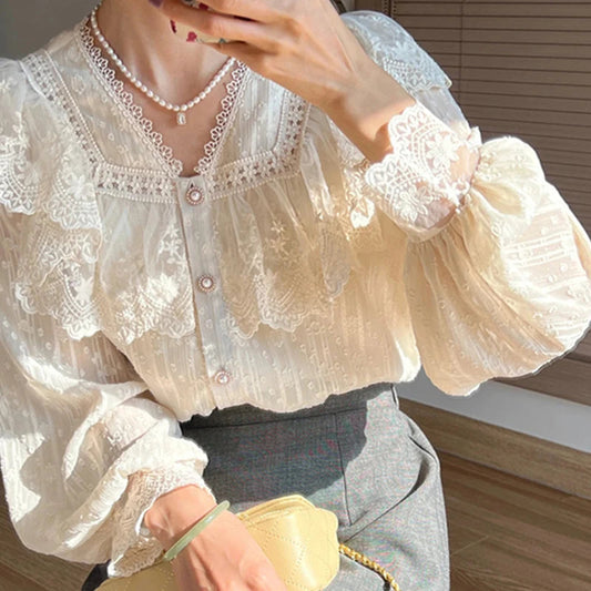 French Lace Lolita Elegant Long Sleeve Bloshope