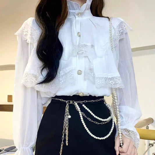 French Lace Lolita Elegant Long Sleeve Bloshope