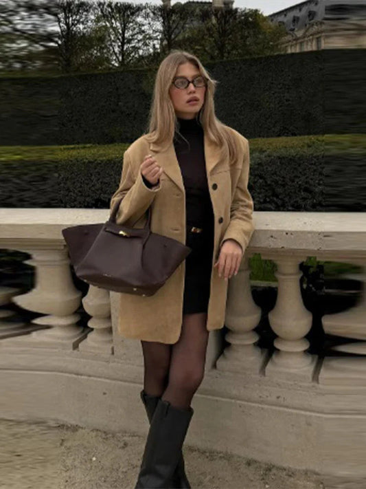 Khaki Long Sleeve Suit Coat