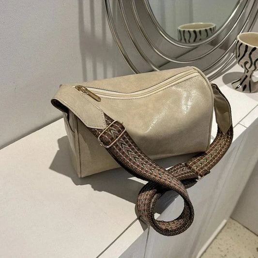Vintage Wide Strap Crossbody Shoulder Bag