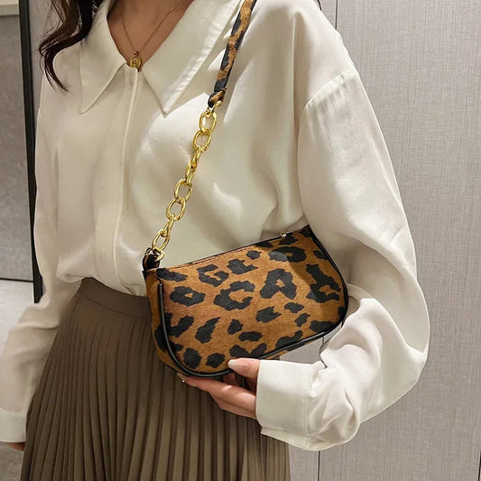 Vintage Chain Plshoph Leopard Shoulder Bag