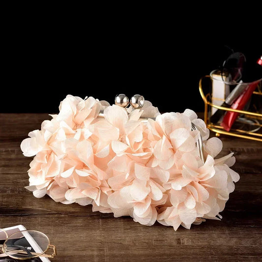 Elegant White Bride Floral Wedding Clutch Evening Handbag
