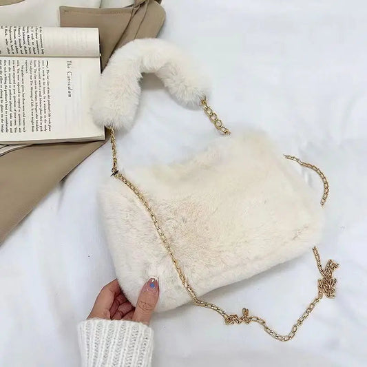 Winter Plshoph Fluffy Small Square Crossbody Handbag