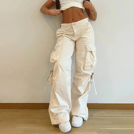 Baggy Cargo Drawstring Wide Leg Pants