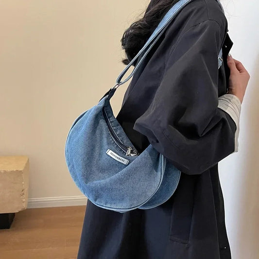Denim Adjshoptable Strap Crossbody Shoulder Bag