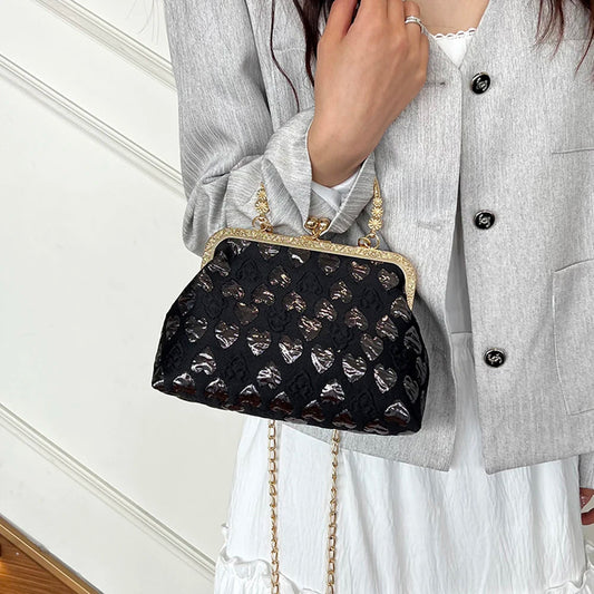 Heart Pattern Stylish Evening Clutch Chain Crossbody Bag