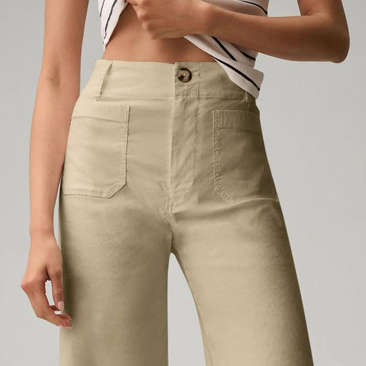 High Waist Patch Pocket Straight Pants