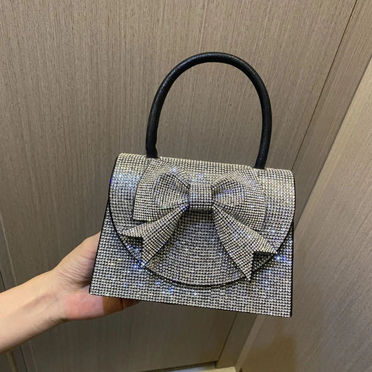 Luxury Bowknot Diamonds Metal Small Clutch Party Bag