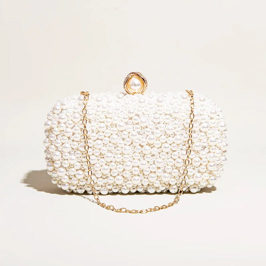 Pearl Crystal Beaded Evening Wristlet