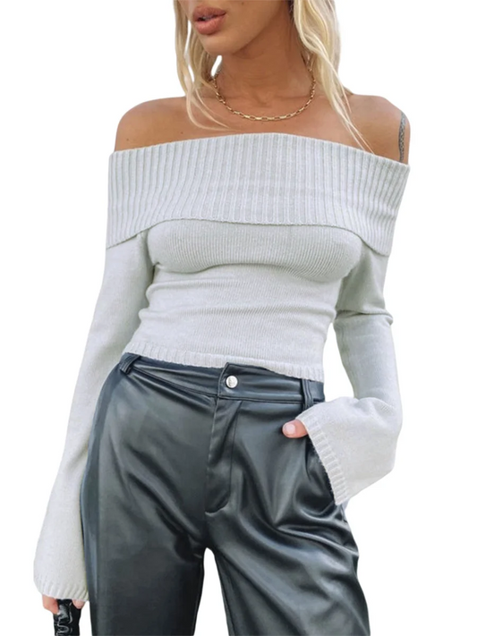 Sexy Slim Crop Off Shoulder Sweater