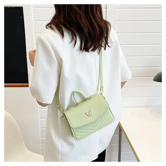 Stylish Butterfly Embroidery PU Leather Handbag