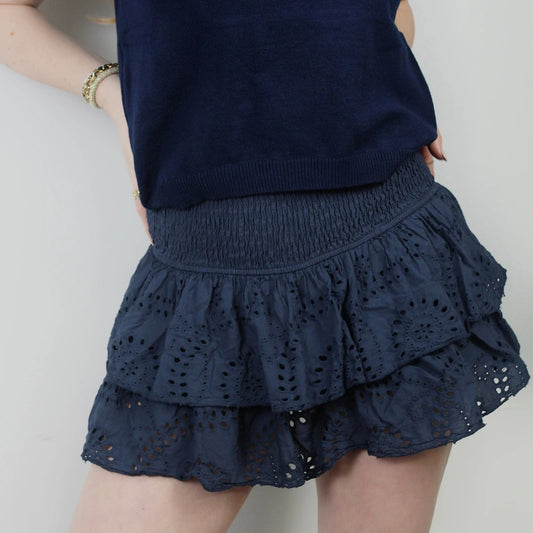 Pointelle Layered Ruffle Skirt