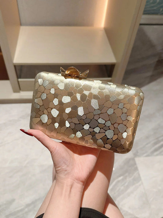 Metal Shell Evening Clutch Wristlet
