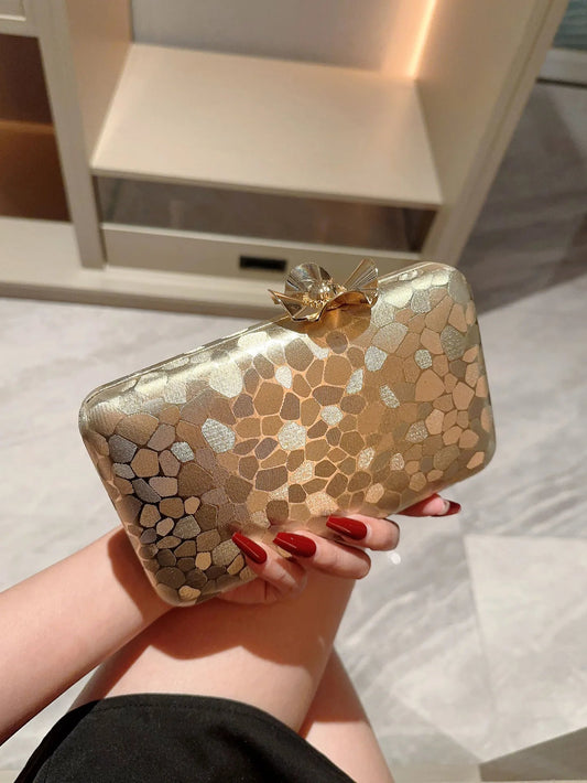 Metal Shell Evening Clutch Wristlet