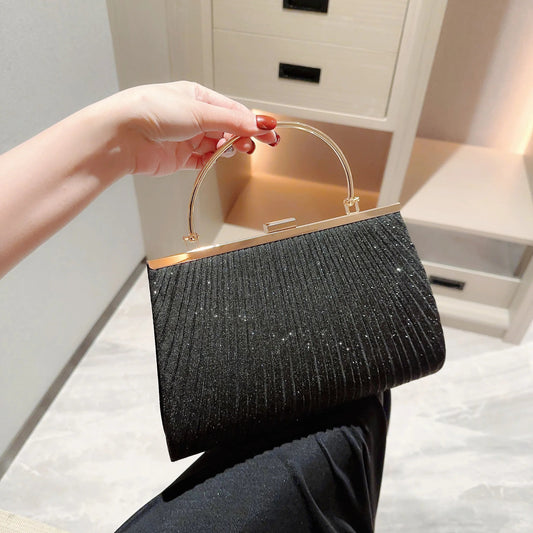 Classic Pleated Sparkling Evening Handbag
