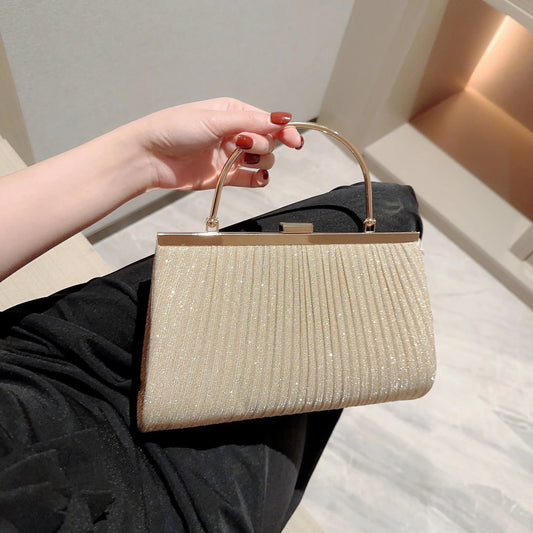 Classic Pleated Sparkling Evening Handbag