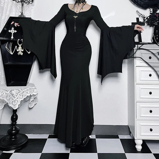 Slim Gothic Fall Daily Comfort Maxi Dress