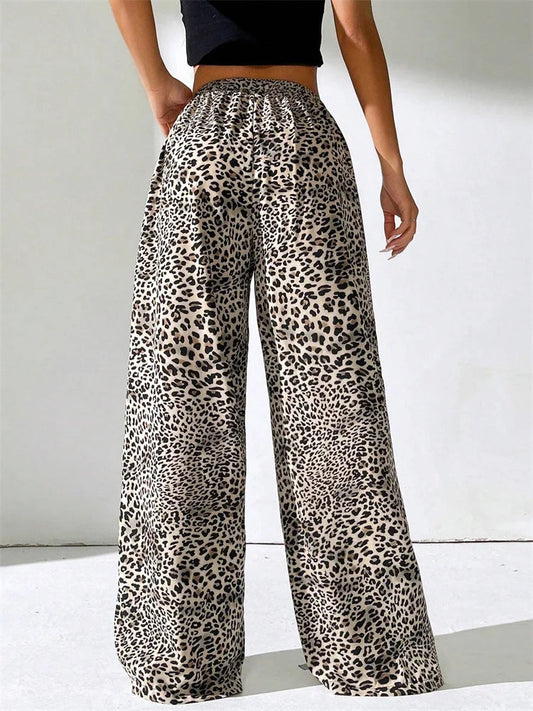 Sexy Striped Side Split Tie-Up Wide-Leg Sweatpant