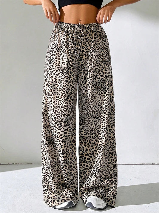 Sexy Striped Side Split Tie-Up Wide-Leg Sweatpant