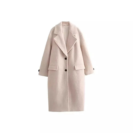 Single-Breasted Casual Woolen Overcoat