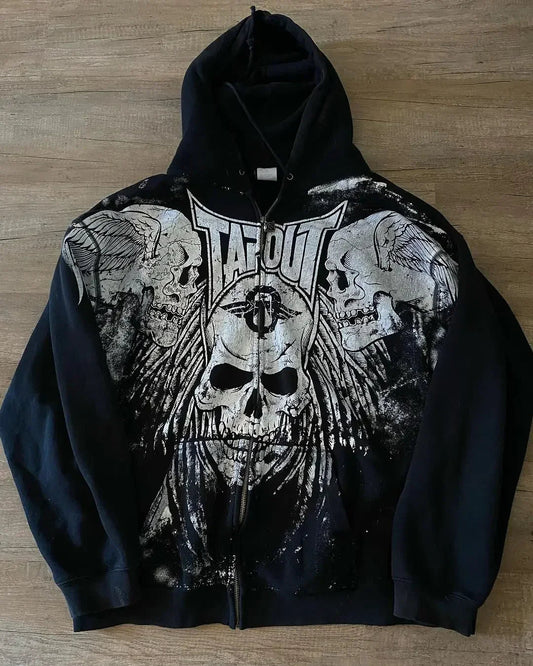 Skull Retro Zipper Hoodie