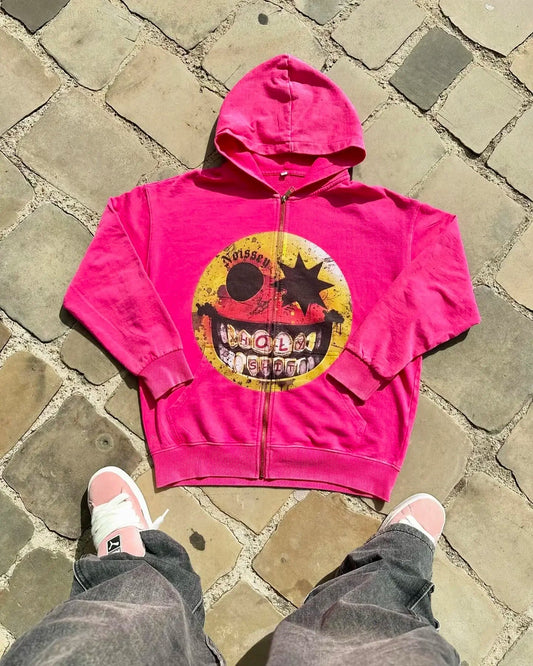 Cartoon Pattern Zipper Hoodie