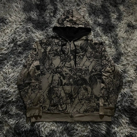 High-Quality Gothic Skull Print Hoodie