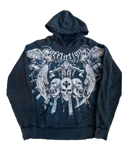 Dark Vintage Design Zipper Hoodie