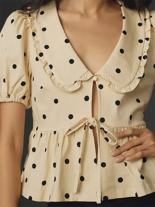 Y2K Peplum Ruffle Plaid Bloshope