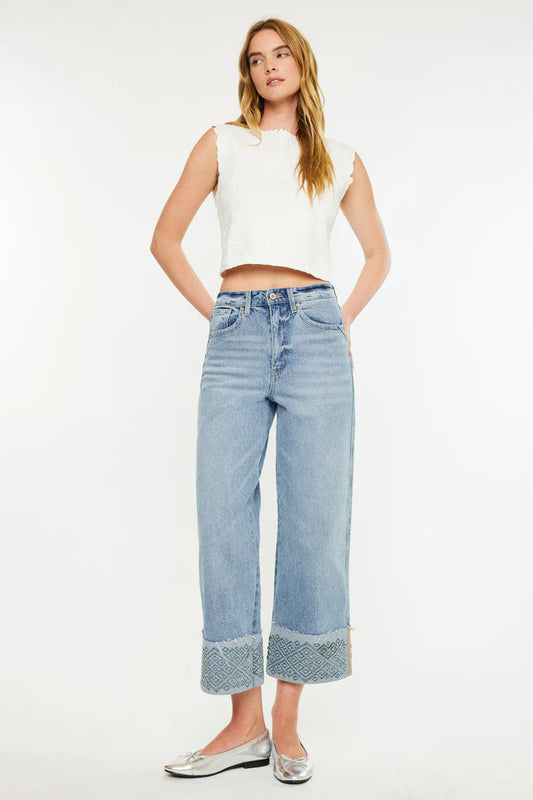 Stretch High Waist Wide Leg Jean