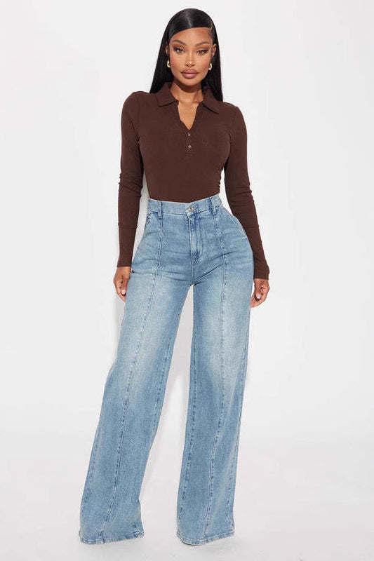 High Waist Straight Leg Jeans