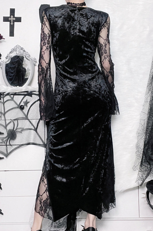 Lace Sleeve Split Gothic Dress